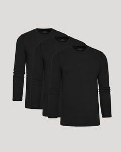 True ClassicAll Black Waffle Long Sleeve Crew 3-Pack