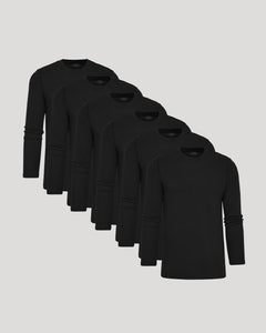 True ClassicAll Black Waffle Long Sleeve Crew 6-Pack