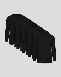 True ClassicAll Black Waffle Long Sleeve Henley 6-Pack