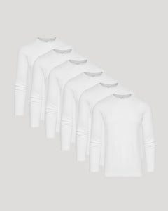 True ClassicAll White Waffle Long Sleeve Crew 6-Pack