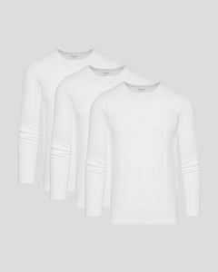 True ClassicAll White Waffle Long Sleeve Henley 3-Pack