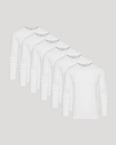 True ClassicAll White Waffle Long Sleeve Henley 6-Pack