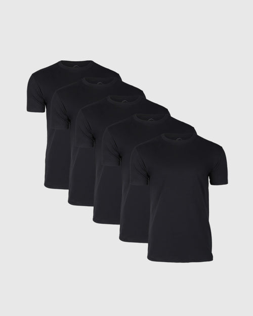 All Black Classic Crew Neck Short Sleeve T-Shirt 5-Pack