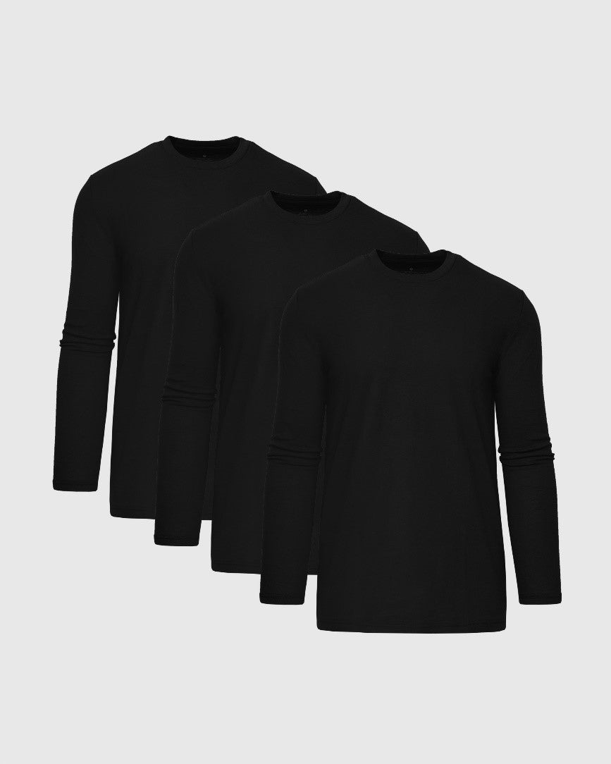 All Black Long Sleeve Crew T-Shirt 3-Pack | All Black Long Sleeve Crew ...