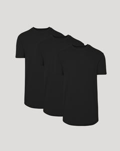 True ClassicAll Black Short Sleeve Tall Curved Hem Crew 3-Pack