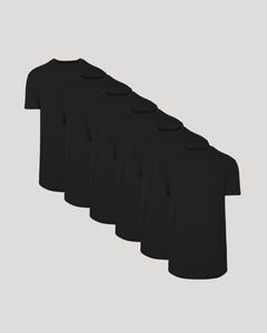 True ClassicAll Black Short Sleeve Tall Curved Hem Crew 6-Pack