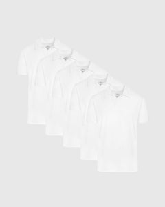 True ClassicAll White Polo 5-Pack