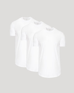 True ClassicAll White Short Sleeve Tall Curved Hem Crew 3-Pack