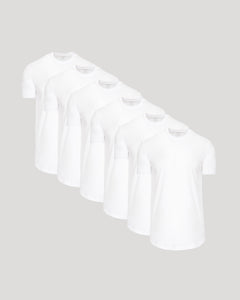 True ClassicAll White Short Sleeve Tall Curved Hem Crew 6-Pack