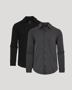 True ClassicBlack & Carbon Long Sleeve Knit Shirt 2-Pack