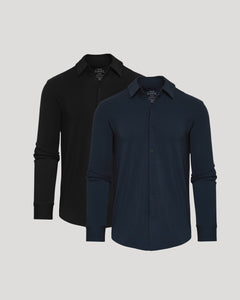 True ClassicBlack & Navy Long Sleeve Knit Shirt 2-Pack