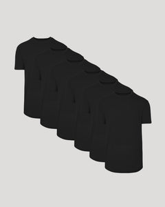 True ClassicAll Black Short Sleeve Curved Hem Crew 6-Pack