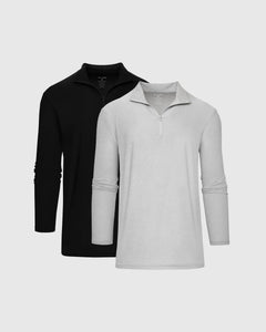 True ClassicBlack & Light Heather Gray Active Quarter Zip 2-Pack