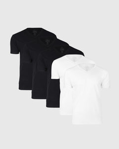 True ClassicBlack & White V-Neck 5-Pack