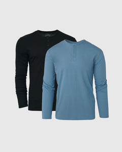 True ClassicBlack and Blue Henley 2-Pack