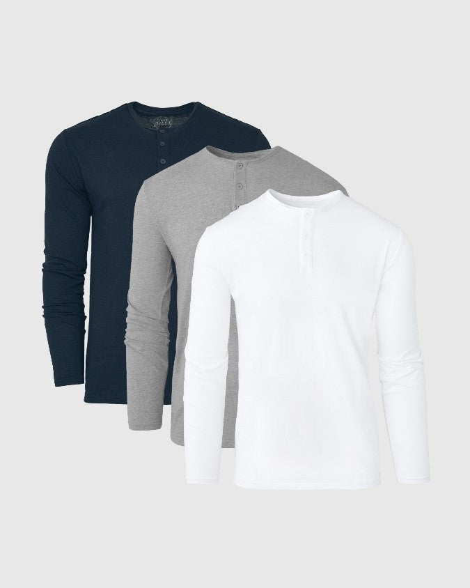 True Classic Long Sleeve Henley Shirt for Men, Premium Fitted Crew