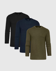 True ClassicWaffle Long Sleeve Crew 3-Pack