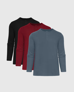 True ClassicDark Tones Waffle Henley 3-Pack