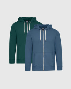 True ClassicEmerald and Fiord Full Zip Fleece Hoodie 2-Pack