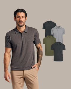 True ClassicForest & Gray Classic Polo 4-Pack