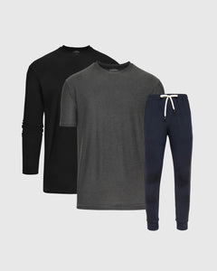 True ClassicGraphite Navy Active Crew and Jogger 3-Pack