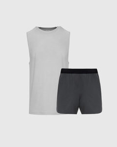 True ClassicGray Active Muscle Tee and Training Short 2-Pack