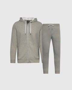 True ClassicMedium Heather Gray Full Zip Fleece Hoodie & Jogger 2-Pack