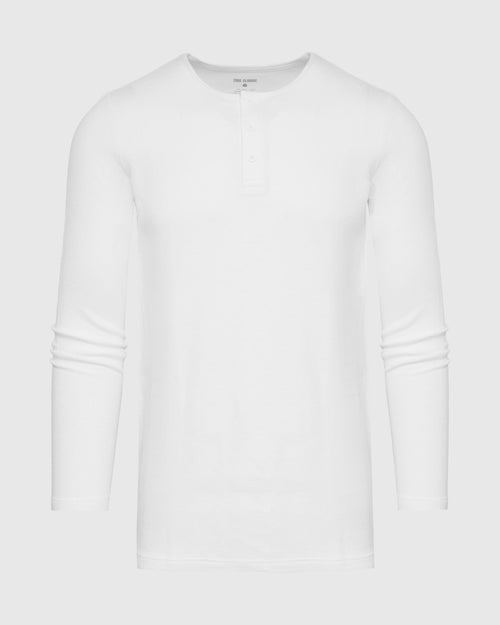 White Tall Waffle Long Sleeve Henley