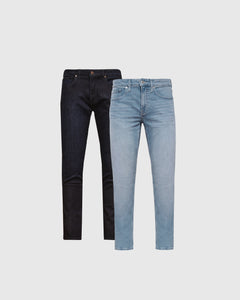 True ClassicIndigo Rinse & Light Indigo Wash Slim Authentic Denim Jeans 2-Pack