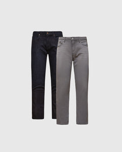 True ClassicPack de 2 jeans elásticos rectos y lavados gris medio índigo