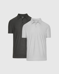 True ClassicLight and Charcoal Heather Gray Active Polo 2-Pack