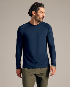 True ClassicNavy Long Sleeve Active Mesh Crew