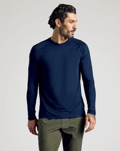 True ClassicNavy Long Sleeve Active Mesh Crew