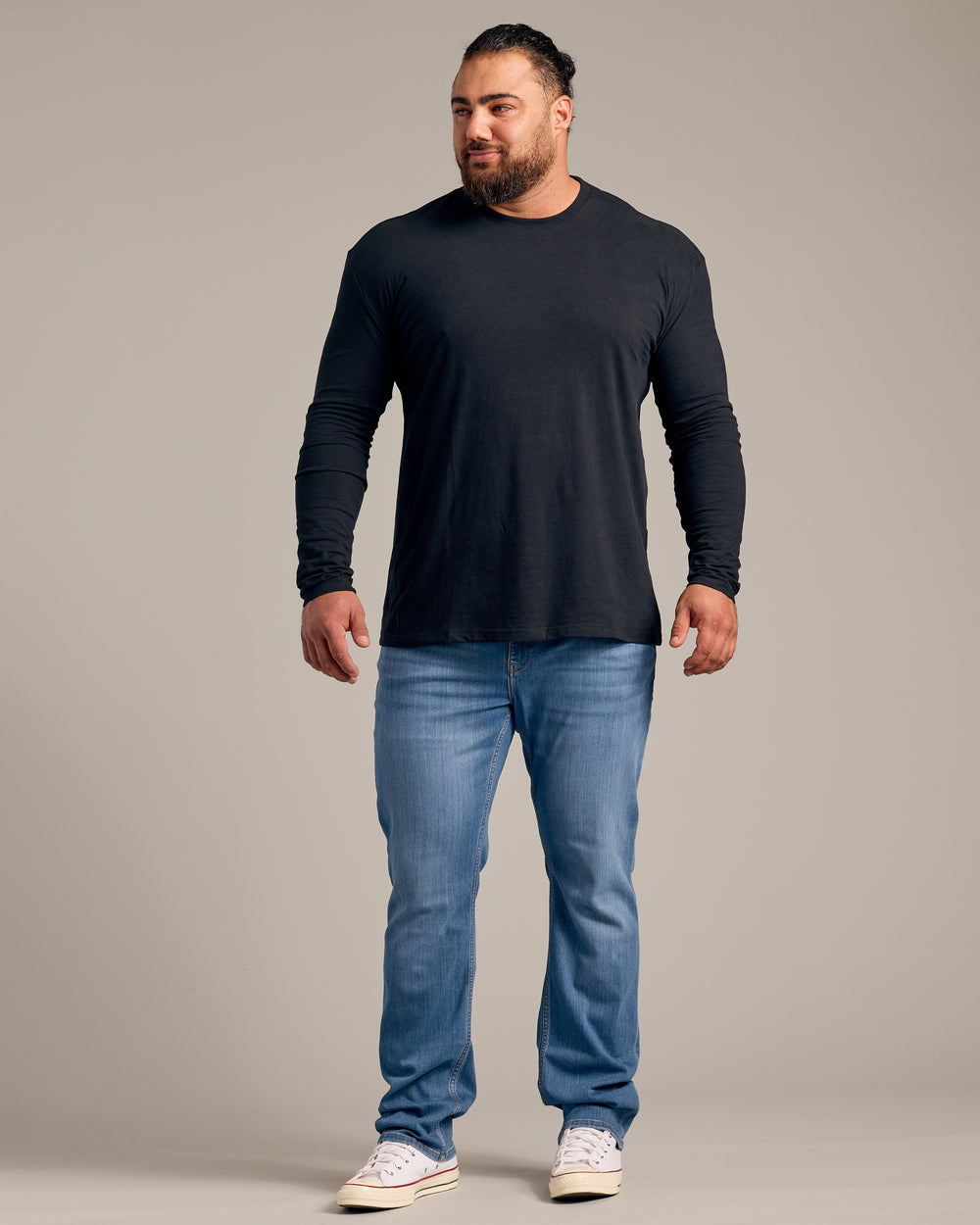 Black Long Sleeve Crew Neck Tee