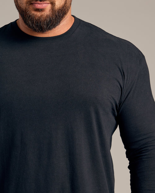 Black Long Sleeve Crew Neck Tee