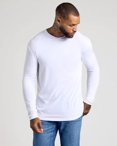 True ClassicCamiseta cuello redondo mangas largas blanca