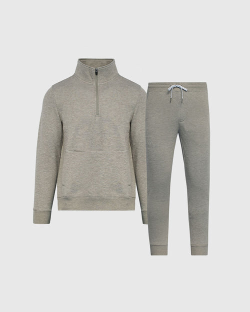 Medium Heather Gray Half Zip Fleece Sweatshirt & Jogger Outfit 2-Pack