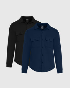 True ClassicNavy & Black Fleece Shirt Jacket 2-Pack