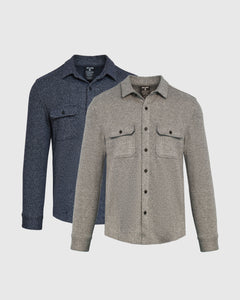 True ClassicNavy & Light Gray Sweater Shirt Jacket 2-Pack