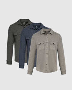 True ClassicNeutral Navy Sweater Shirt Jacket 3-Pack