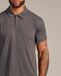 True ClassicCharcoal Heather Gray Short Sleeve Polo