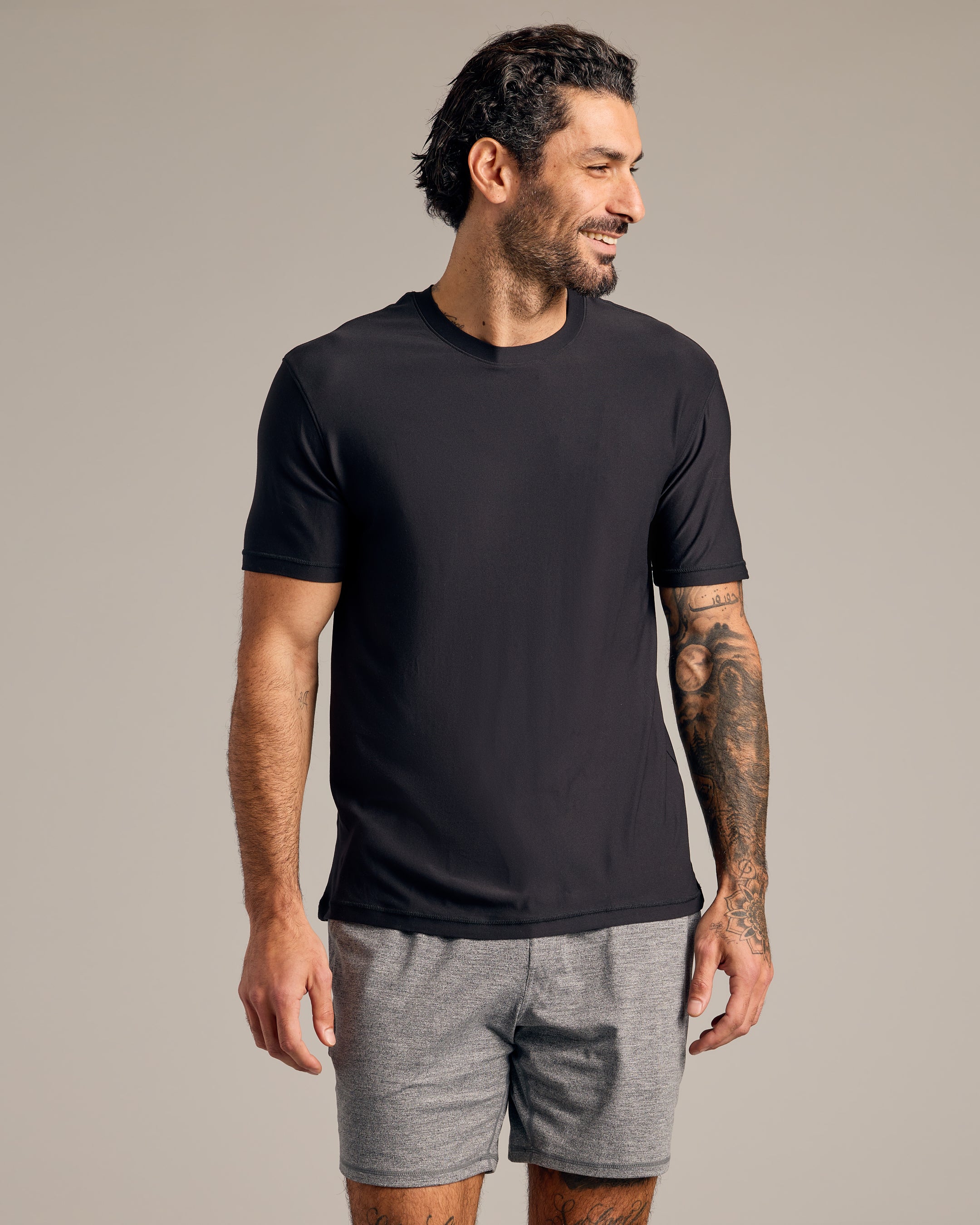 Black Active Crew Neck Tee