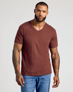 True ClassicDark Chocolate V-Neck Tee