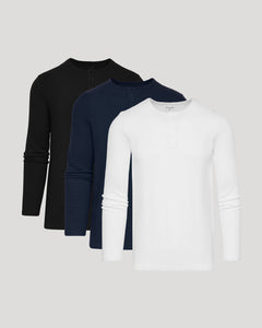 True ClassicStandard Waffle Long Sleeve Henley 3-Pack