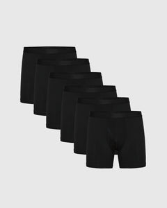 True ClassicBlack Boxer Briefs W/ Fly 6-Pack