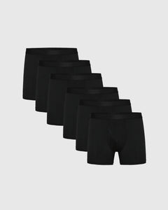 True ClassicBlack Boxer Trunks W/ Fly 6-Pack