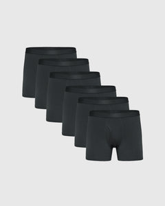 True ClassicCarbon Boxer Trunks W/ Fly 6-Pack