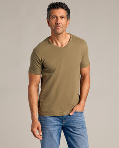 True ClassicMilitary Green V-Neck Tee