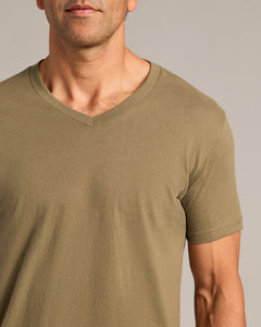 True ClassicMilitary Green V-Neck Tee