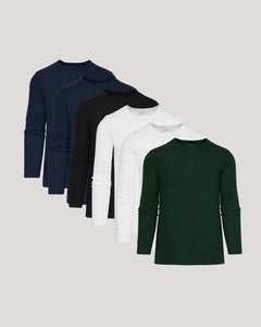 True ClassicWaffle Long Sleeve Henley 6-Pack